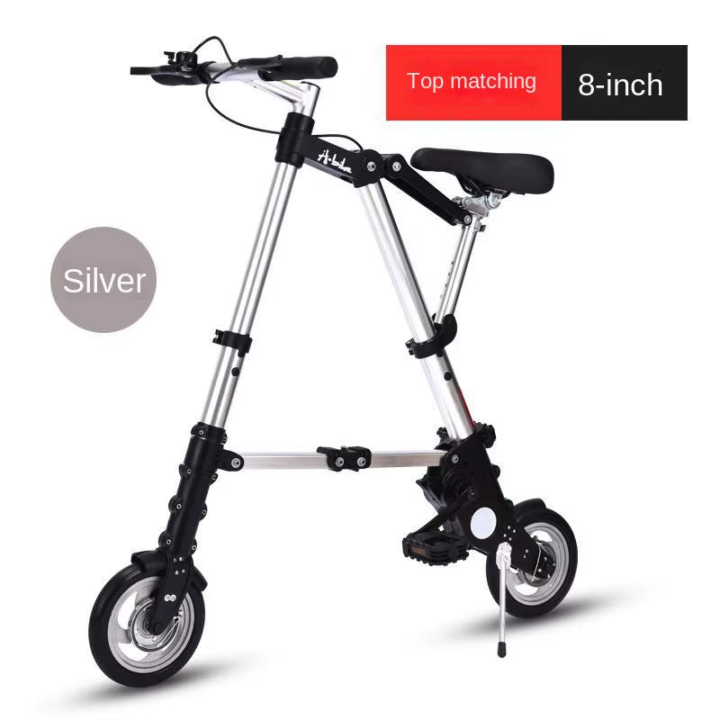 WOLFACE 8/10 Inch Adult Mobility Scooter Foldable Bicycle Mini Inflatable Wheel Bicycle Multifunctional Bicycle with Support Leg