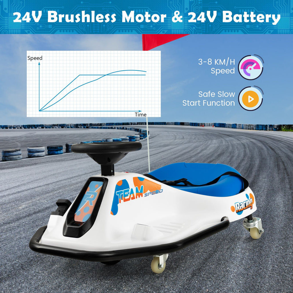 Electric Drifting Go Kart for Kids with 360° Spin Wireless Connection and USB