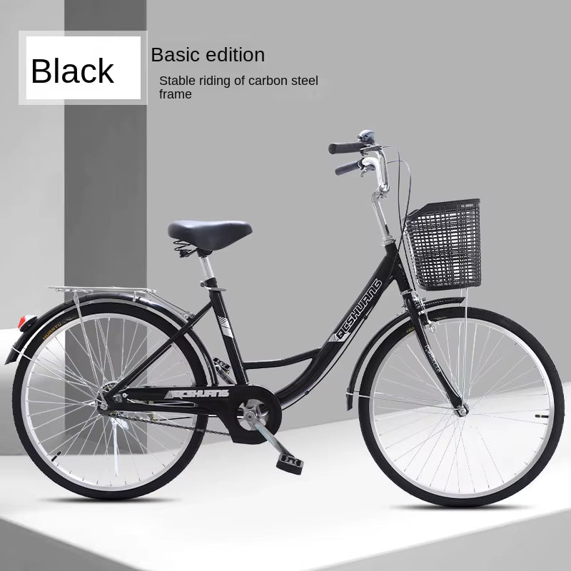 WOLFACE 22 Inch/24 Inch/26 Inch Carbon Steel Frame Adult Bicycle Student Scooter Princess Bicycle Ordinary Pedal Road Bicycle