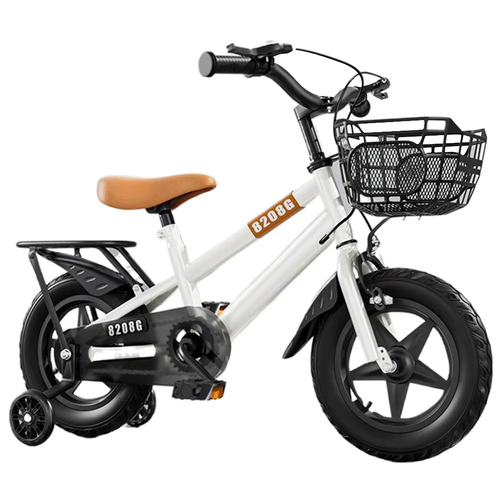 12 Inch Children Kids Bike Bicycle with Training Wheels & Basket Toddler Kids Bicycle for Ages 3-7 Years Old Boys Girls Train