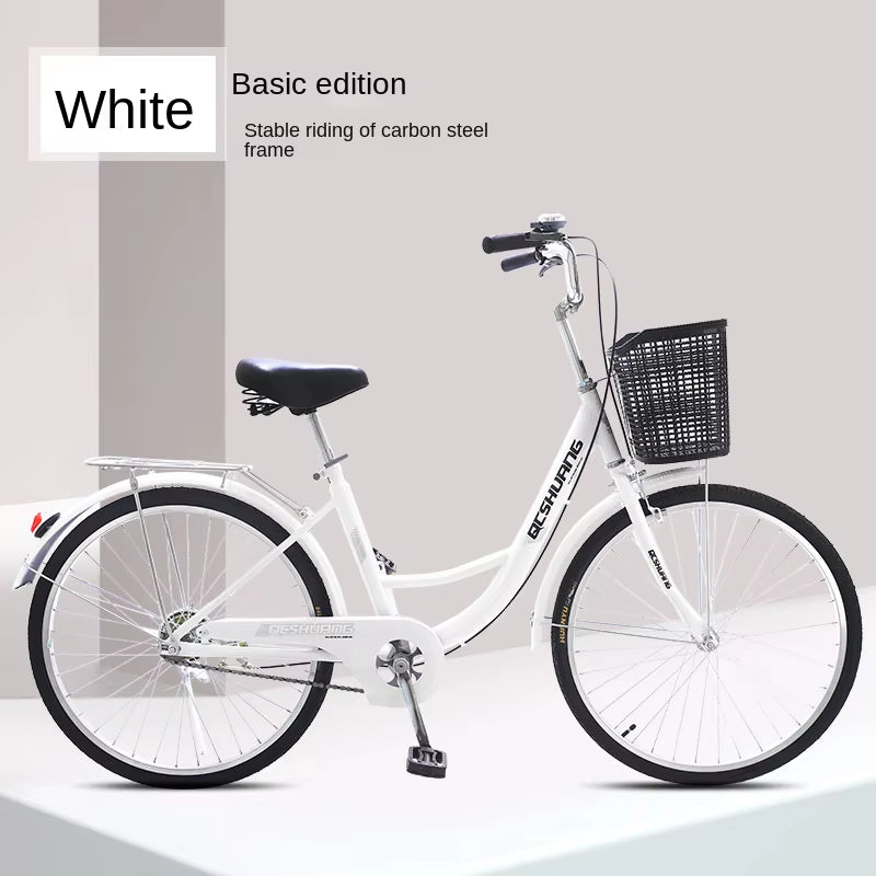 WOLFACE 22 Inch/24 Inch/26 Inch Carbon Steel Frame Adult Bicycle Student Scooter Princess Bicycle Ordinary Pedal Road Bicycle