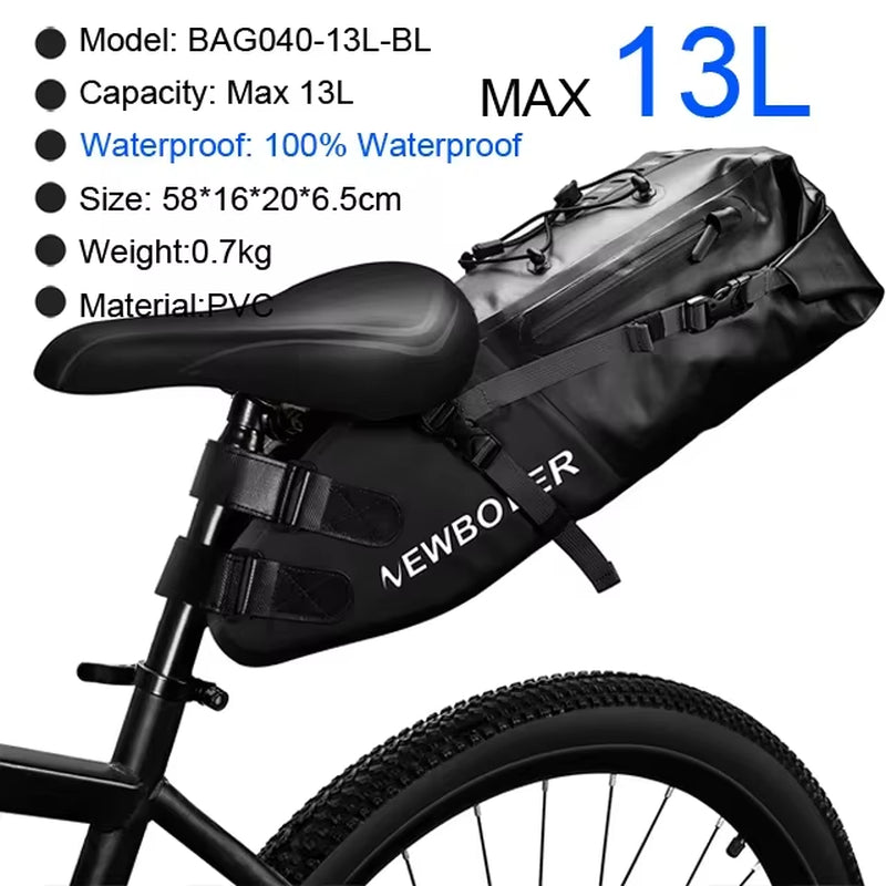 Bike Saddle Bag Waterproof MTB Road Bicycle 10L 13L Large Capacity Cycling Bag Foldabe Tail Rear Bag Trunk Accessories
