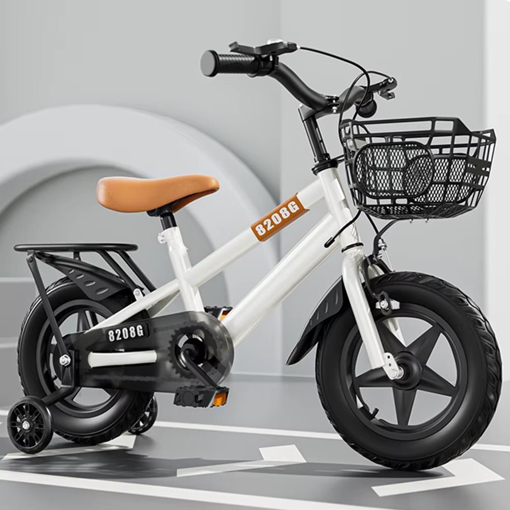 12 Inch Children Kids Bike Bicycle with Training Wheels & Basket Toddler Kids Bicycle for Ages 3-7 Years Old Boys Girls Train