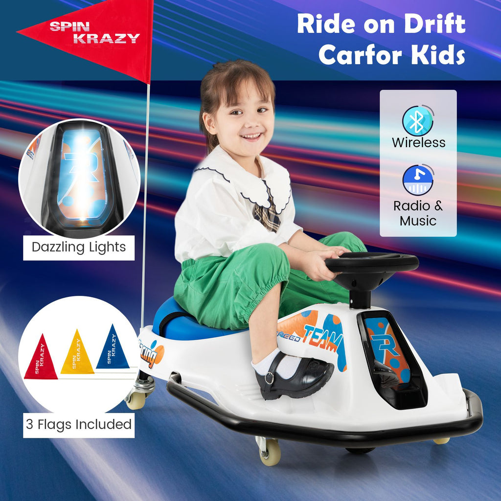 Electric Drifting Go Kart for Kids with 360° Spin Wireless Connection and USB