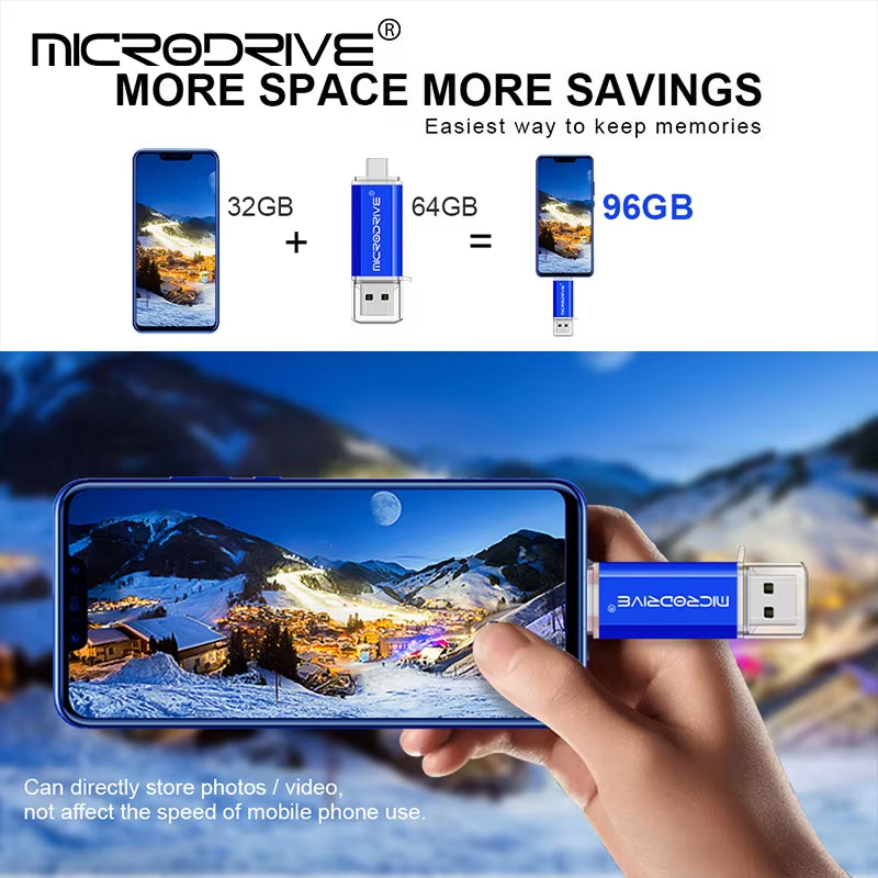 Type C USB Flash Drive OTG 2 in 1 USB 2.0 Micro USB Pen Drive 128GB 64GB 32GB 16GB 8GB 4GB Pendrive Flash Drive