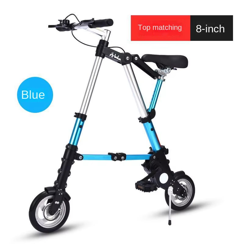 WOLFACE 8/10 Inch Adult Mobility Scooter Foldable Bicycle Mini Inflatable Wheel Bicycle Multifunctional Bicycle with Support Leg