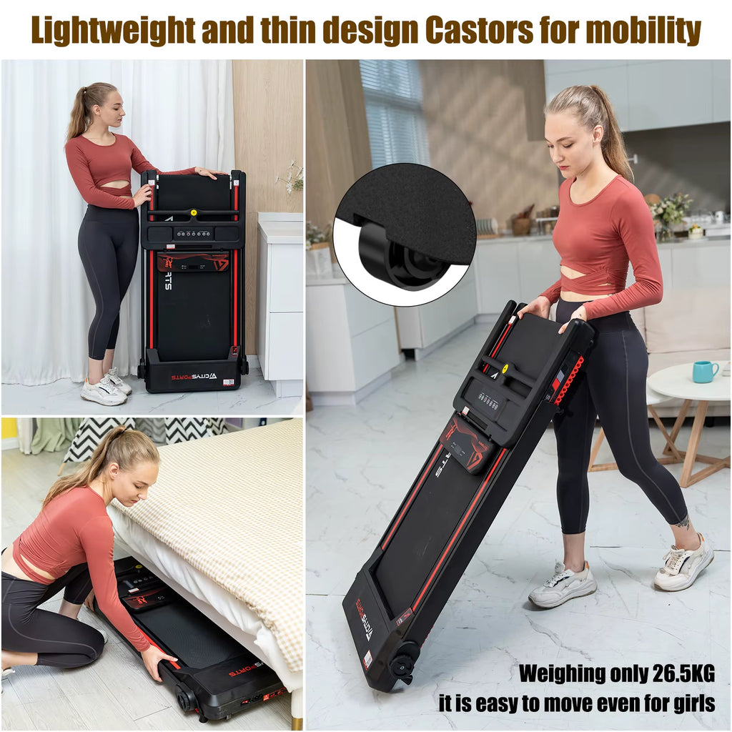 2-in-1 Folding Electric Treadmill for Home and Office, 120kg Capacity, 1-12 km/h Speed, APP Connectivity, Remote Control