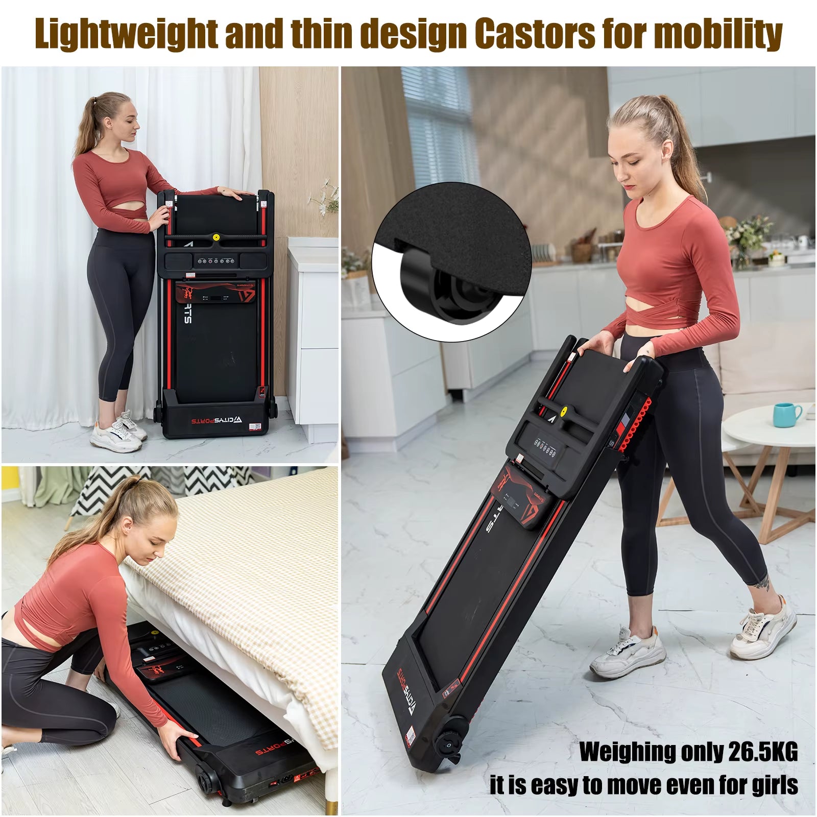 2-in-1 Folding Electric Treadmill for Home and Office, 120kg Capacity, 1-12 km/h Speed, APP Connectivity, Remote Control
