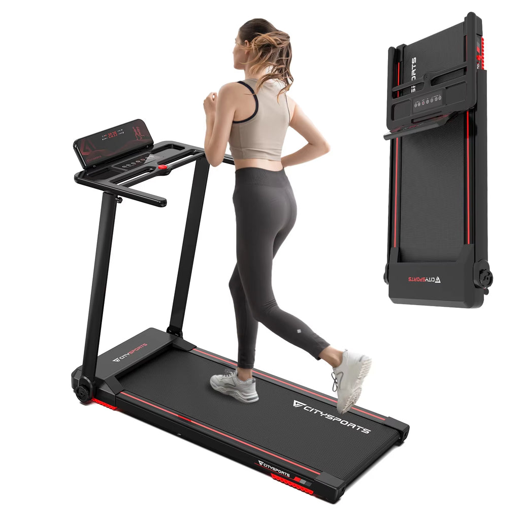 2-in-1 Folding Electric Treadmill for Home and Office, 120kg Capacity, 1-12 km/h Speed, APP Connectivity, Remote Control