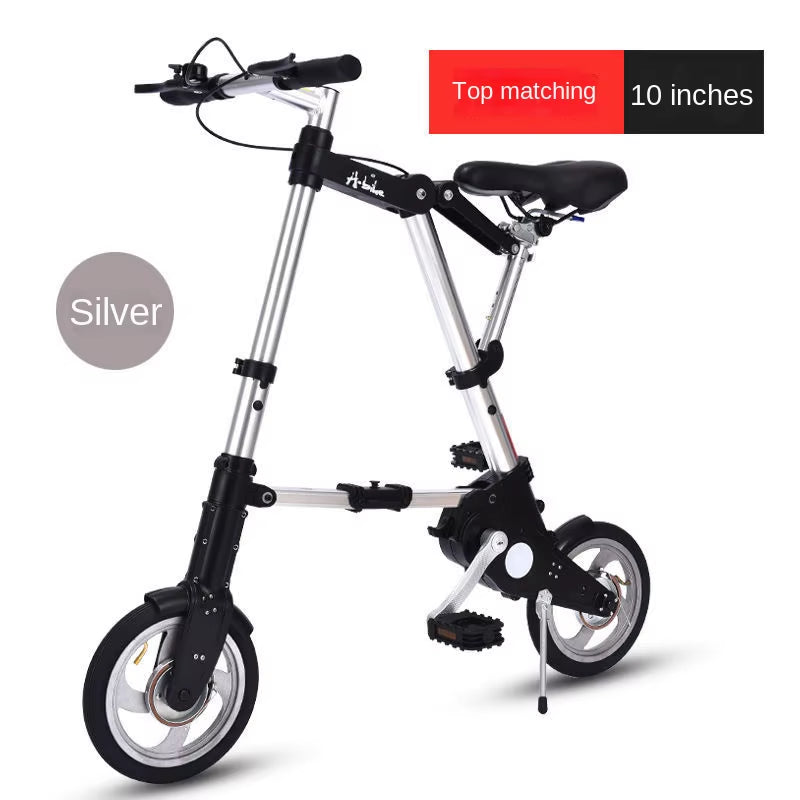 WOLFACE 8/10 Inch Adult Mobility Scooter Foldable Bicycle Mini Inflatable Wheel Bicycle Multifunctional Bicycle with Support Leg